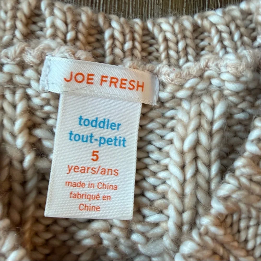 3/27$ Joe Fresh 15% Wool Beige Knit Toddler Dress size 5T - Picture 3 of 9